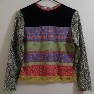 EUC Vintage 90s Women's Velvet Lace Paisley Top